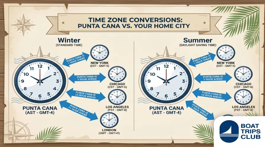 Time Zone Conversions Punta Cana vs. Your Home City What Time is it in Punta Cana